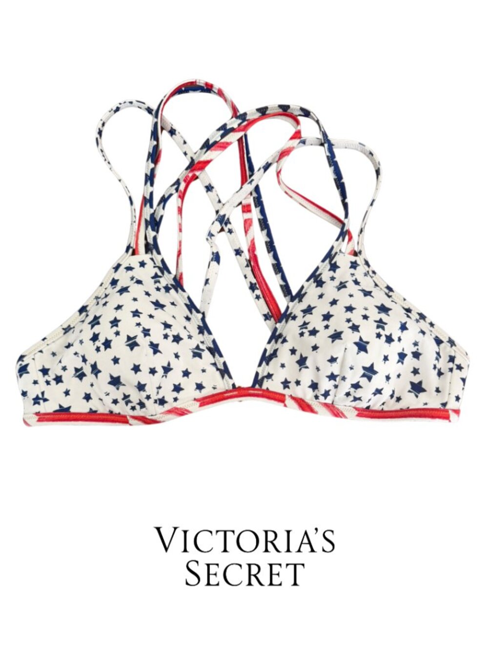 Vintage Y2K Victoria's Secret Bikini Set Strappy Stars & Stripes Size L NWT/NWOT - Picture 2 of 3